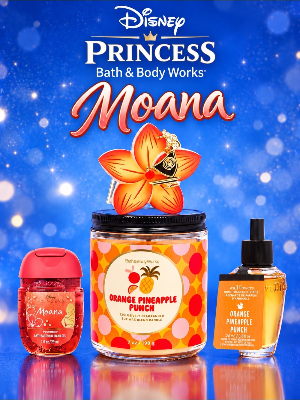 Bath & Body Works Disney Moana Orange Pineapple Punch 4pc Set NWT